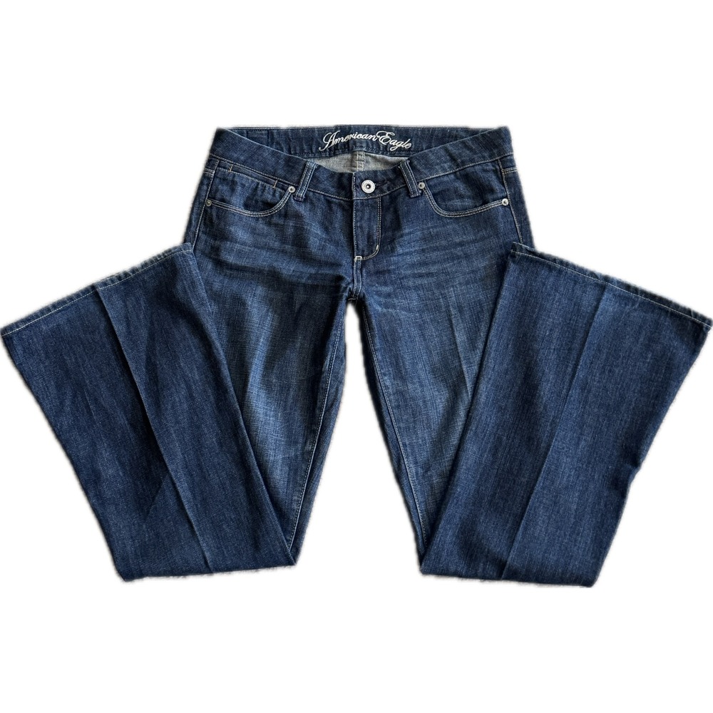 American Eagle Real Flare Jeans Dark Wash Low Rise Size 6 Regular